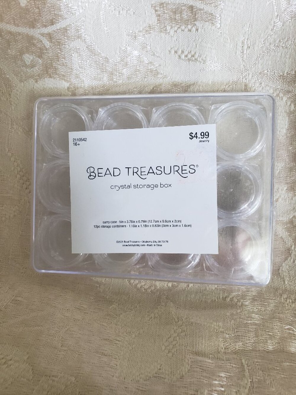 Bead Treasures Crystal Storage Box 12pc Jewelry Organizer